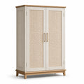 Armario de madera con puertas de ratán 180x90x50 cm