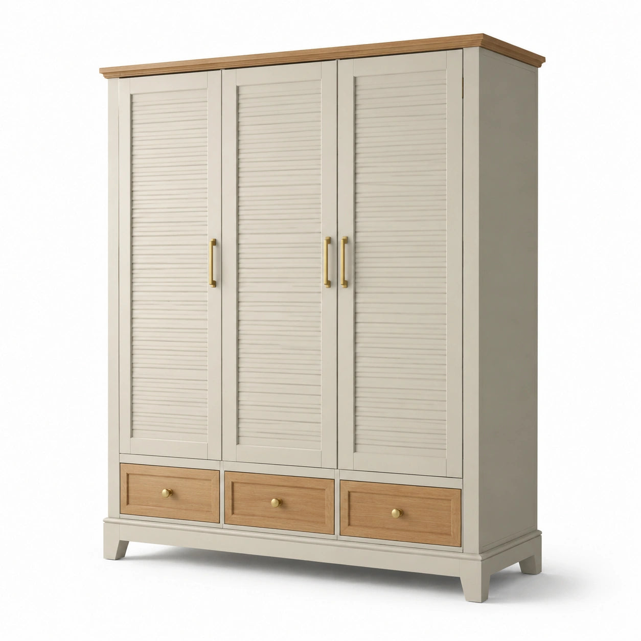 Armario de MDF con 3 puertas y cajones de madera