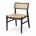 Silla de madera y ratán negro 45x55x85 cm