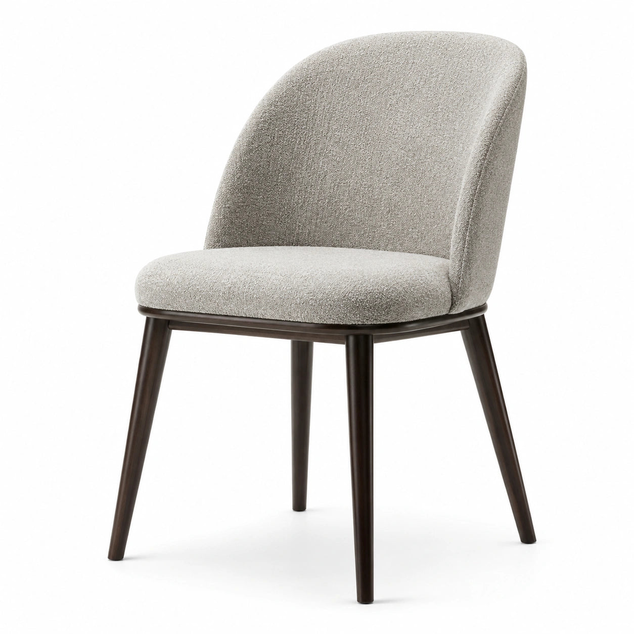 Silla de comedor con tapizado de poliéster gris y patas de madera de haya
