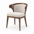 Silla de comedor de madera de nogal y tela de poliéster beige