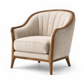 Sillón de madera con tapizado de lino beige 75x80x85 cm