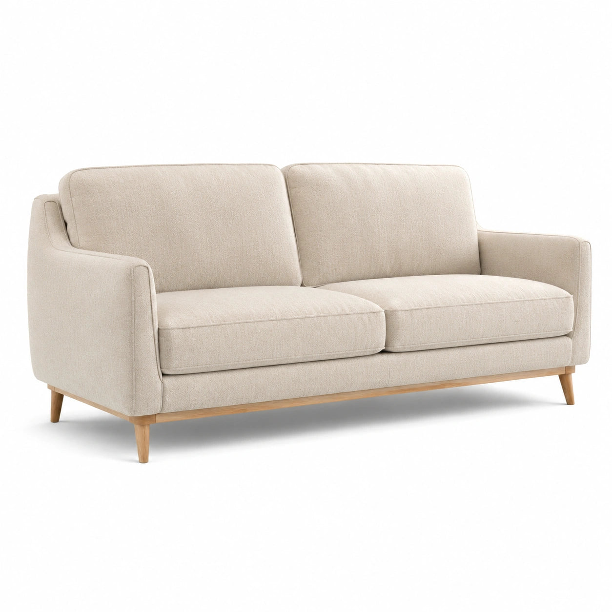 Sofá de 2 plazas beige en poliéster y madera de haya