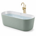 Bañera independiente ovalada de acrílico verde/gris con grifería