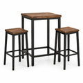 Conjunto de Mesa de Bar con 2 Taburetes de Madera y Metal