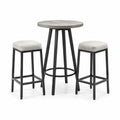 Conjunto de bar con mesa de MDF y taburetes tapizados en poliéster gris