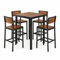 Conjunto de bar de madera y metal marrón/negro 70x70x100 cm