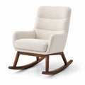 Mecedora beige de tejido y madera 95x68x90 cm