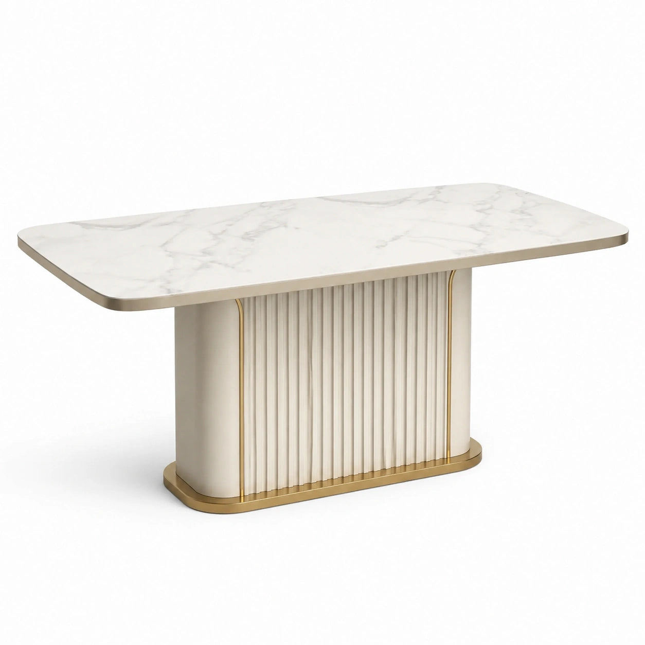 Mesa de comedor de mármol y metal 200x90x75 cm