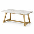 Mesa rectangular de mármol y acero inoxidable 180x90x75 cm